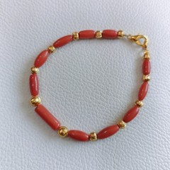 Natural Coral Gemstone Bracelet Coral Bead Bracelet Red Coral Handmade Bracelet