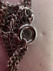 Vintage Necklace Karu Blue Glass Cabochon Pendant Clear Chain