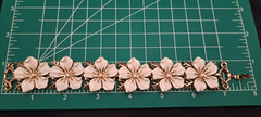 CROWN TRIFARI Vintage Dogwood Flower White Enamel Rhinestone 3 Piece Demi Set