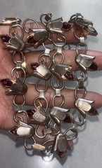 RARE Rose Gold Bell Flower Paste Necklace Bracelet ART DECO Sterling SET 15.25″