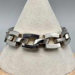 Taxco Mexico Sterling Silver Extra Heavy Solid Modernist 7.75″ Link Bracelet 53g
