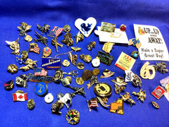Mixed Lot 50+ Push Back Lapel Pins Vintage Modern Enamel Advertising Flag L22