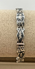 VTG Signed SIAM Niello 925 Sterling Silver Enamel Panel link bracelet 7″