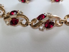 Alfred Philippe Trifari 1940’s Pat Pending Ruby & Clear 3 Piece Necklace Set