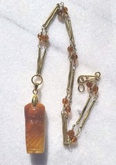 RAREST! VINTAGE EGYPTIAN LADY MUMMY SARCOPHAGUS PENDANT VTG GLASS BAR NECKLACE