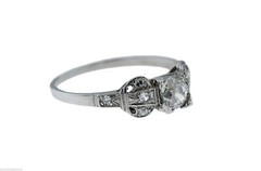 Antique Estate Art Deco Platinum 0.66ct Diamond Engagement Ring Size 8.5 EGL USA