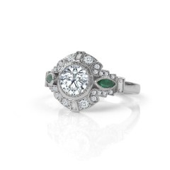 1.35 CT White Round Cut Simulated Art Deco Vintage Style Ring In Sterling Silver