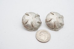 Vintage Clip On Earrings Silver Tone Textured T4