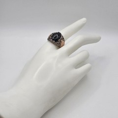 Vintage Coleman Black Hills Gold 925 Sterling Silver & 12K Onyx Leaf Ring sz 11