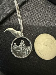 VINTAGE STERLING SILVER MACINAC BRIDGE/ISLAND CHARMS NECKLACE 17.75”