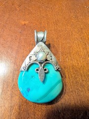 Vintage Sterling Silver Turquoise Pearl Pendant