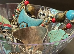 BOHO Southwestern Vtg Curated Mystery Jewelry Jar Turquoise Blue Silver 2+ lbs