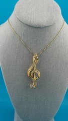 Swarovski Swan Signed Brooch/Pendant Treble Clef 925 Chain Earrings Music Set
