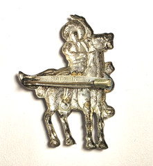 Vintage Occupied Japan Western Metal Lightweight Pin Brooch Cowboy Horse 1945-52