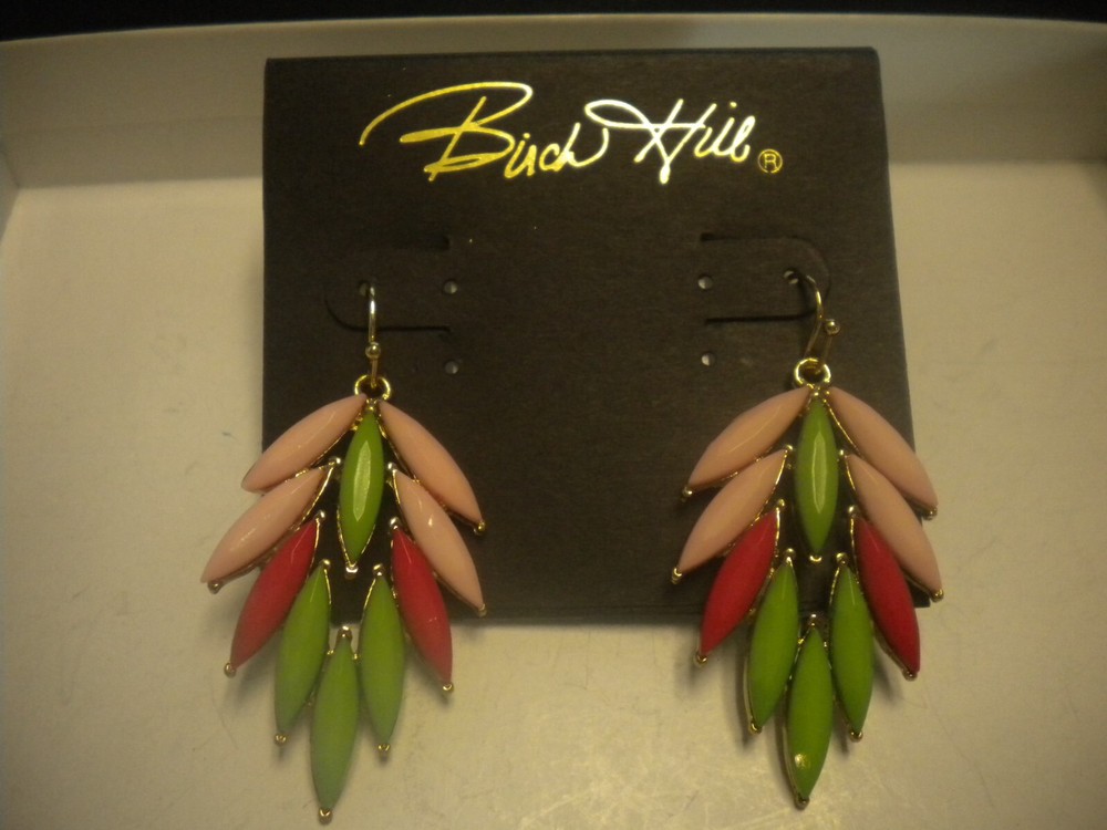 BIRCH HILL DANGLE EARRINGS BEAUTIFUL NEW ON ORIGINAL CARD MULTICOLORED