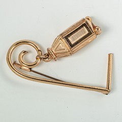 Vintage Rose Gold Tone Brooch Swinging Lantern Trombone Clasp Art Moderne 1940s