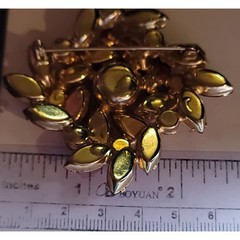 Vintage Set Gold-tone & Rhinestone Brooch and Clip on Earrings