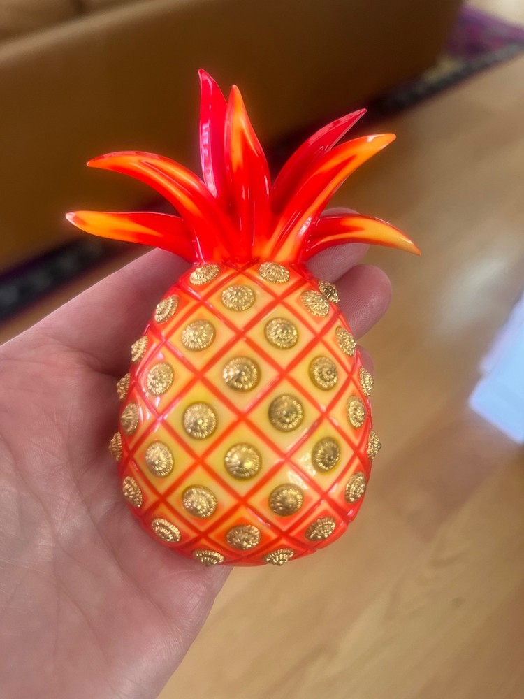 RARE Isabel Canovas Pineapple Brooch Red/Yellow Colorway Vintage 80’s Couture 4″