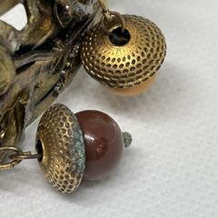 High-end Quality Mid Century Russian Gold Oak Leaf Acorn Clamper Bracelet Dangle