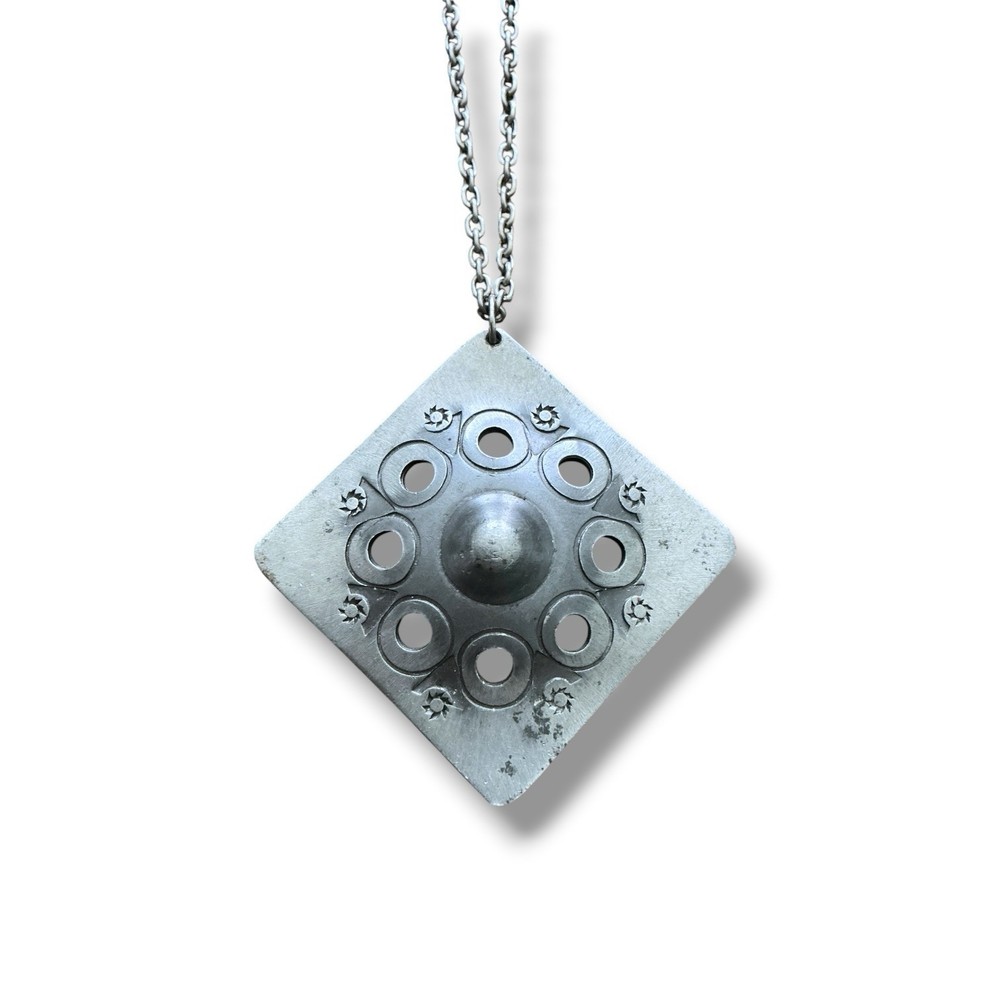 Vintage 1960’s Rolf Buodd Signed Pewter Pendant Brutalist Viking Nordic Norway