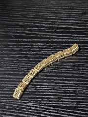 Gold Tone Filigree Square Link Bracelet Openwork Panel Fold Over Clasp