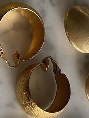 Vintage Jewelry lot goldtone earrings 14 pairs hoop box stars dangle