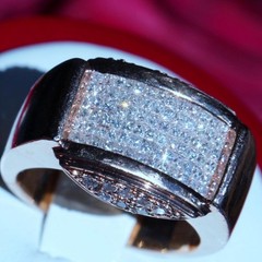 14k rose gold ring 0.65ct natural diamond invisible set sz 7 vintage 10.60g N282