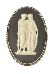 Vintage Wedgewood Goddess Cameo Sterling Silver Brooch In Original Box