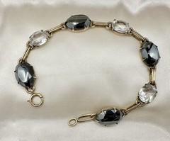 Antique Old VTG Gold Filled Tennis Bracelet White Topaz? Estate Sale Rare Read