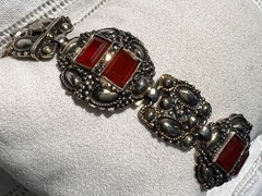 Antique 1906-1910 THEODOR FAHRNER Carnelian & 935 Sterling Silver Bracelet