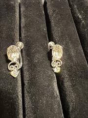 Vintage Lind-gal 15” White Rhinestone Necklace and Screwback Earrings Set