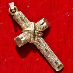 14k yellow gold 1.35″ diamond cut cross charm pendant handmade 2.45gr N3098C