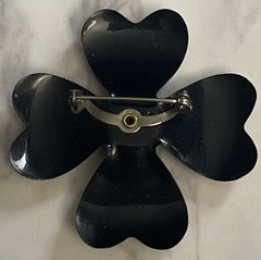 Vintage Black & Gold Tone Flower Brooch Pin Jewelry JMS-6