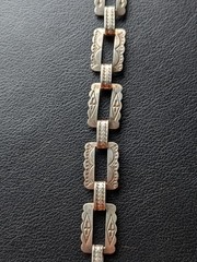 Vintage Southwestern Etched Sterling Silver Bracelet 6 1/2″ x 5/8” 17g – Rustic