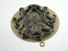 Vintage Edlee Gold and Gray Tone Gemini Medallion Pendant NEEDS BAIL AS IS 53.1g