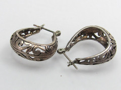 Vintage Jezlaine Sterling Silver Earrings Open Scroll Work Filigree JEZ 925