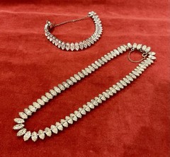 VTG MARQUISE CUT PRONG SET TENNIS 15” NECKLACE & MATCHING TENNIS BRACELET 7”