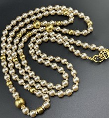 Kenneth Jay Lane KJL Faux Pearls & Rhinestones 56in Necklace