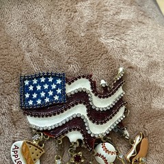 Lunch at the Ritz Brooch LatR2Go American Flag Apple Pie Baseball Pendant USA