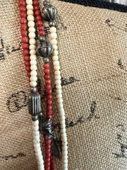 Vintage Silver Tone Ribbed Bead Necklace Chunky Boho Southwest Style