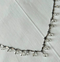 LOVELY Sterling Silver Faceted Sapphire Crystal Briolette Necklace