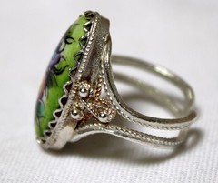 Vintage Russian Hand Painted Enamel Rings 4 Variation Finift Technique #89,92,98