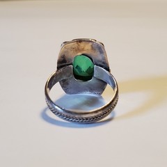Vtg Sterling Silver & Caribbean Blue Green Quartz Ring Ornate Artisan Boho Sz 9