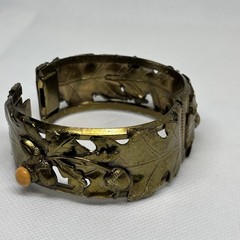 High-end Quality Mid Century Russian Gold Oak Leaf Acorn Clamper Bracelet Dangle