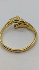 HERMES Double Horse Gold Toned Bangle Bracelet