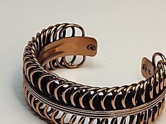 Vintage Renoir Signed Copper Coil MCM Cuff Bangle Bracelet & Clip On Earring Set