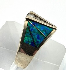 Atasay Kuyumculuk Turkish Sterling Silver Lab Fire Opal CZ Ring Size 7.25