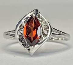 Vintage RJ Sterling Silver 1.00 Ct Marquise Cut Red Garnet Ring Size 10