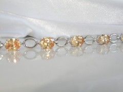 Vintage Sterling Silver 925 Gemstone Tennis Station Bracelet Fits 7″