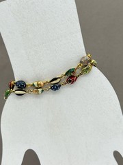 VTG Joan Rivers Egg Link Bracelet Set, Signed Multicolor Enamel Egg Bracelets